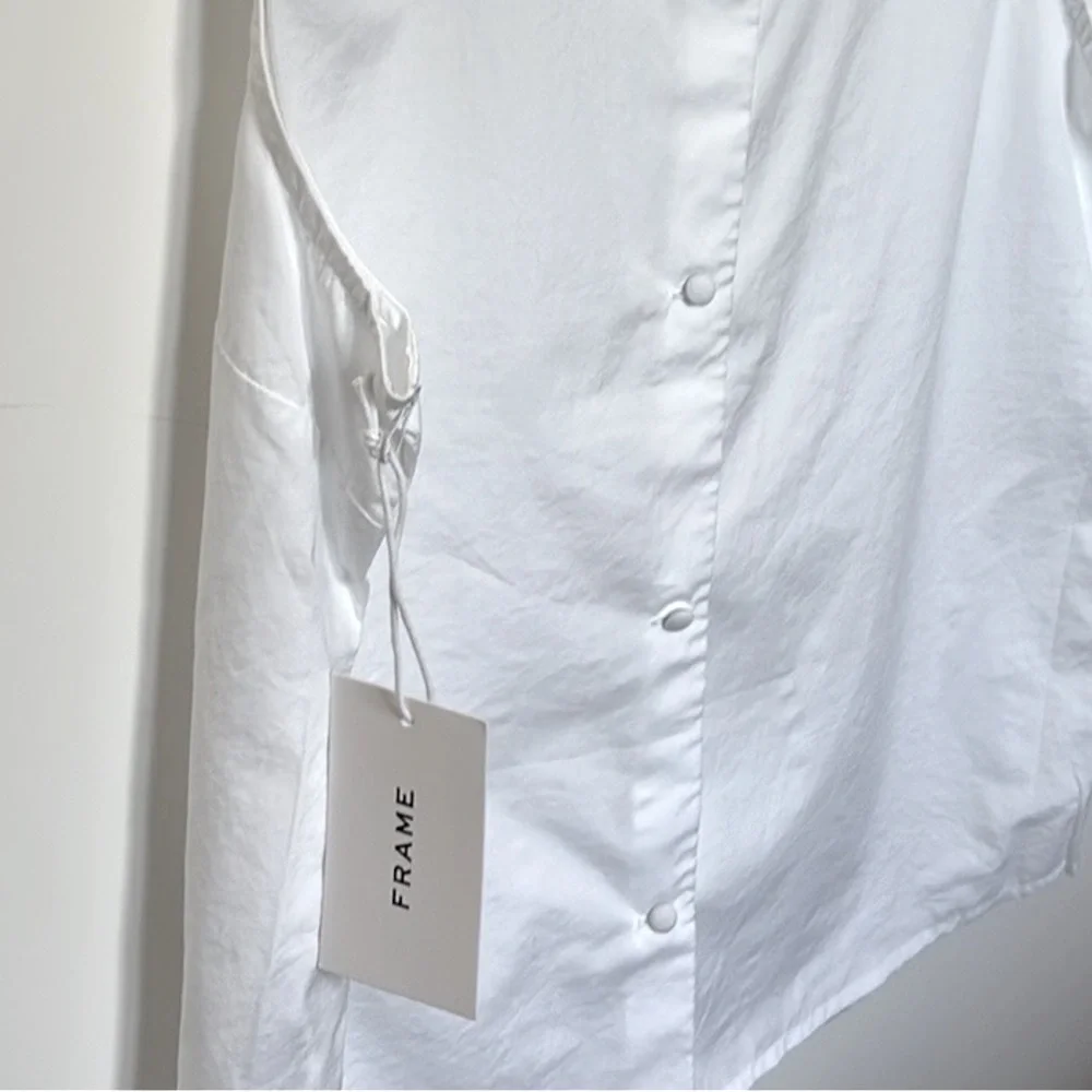 NWT [Frame] High Neck Sleeveless Ruffle Back Button Blouse Top White Women’s S - Picture 7 of 14